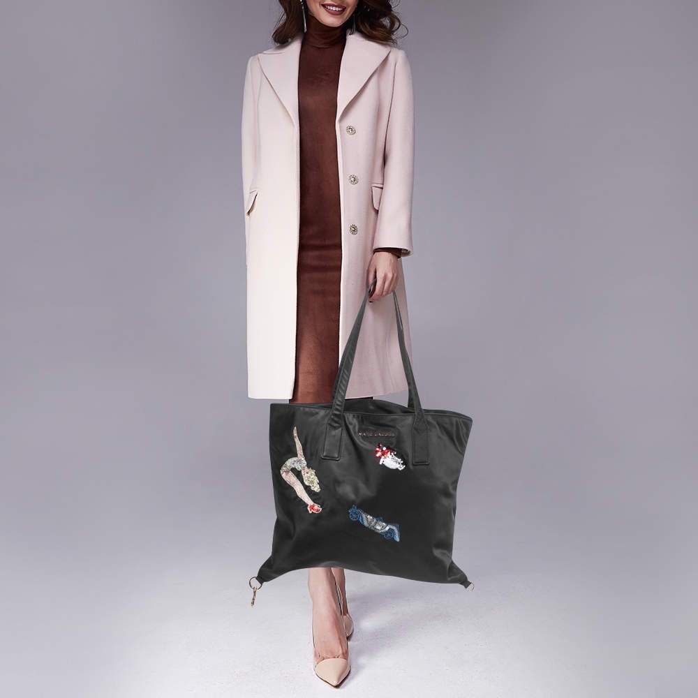 Used Marc Jacob’s black nylon sequin embellished wingman Tote Bag